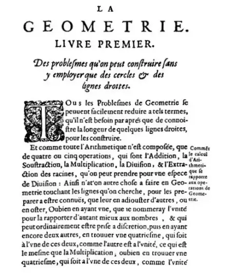 Erste Textseite von La Géométrie mit der Überschrift des ersten Buches