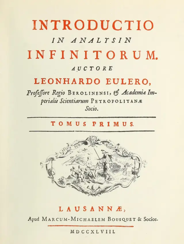 Titelblatt des ersten Bandes von Eulers Introductio in analysin infinitorum von 1748