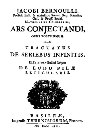 Titelblatt der Ars Conjectandi mit lateinischem Titel und Druckvermerk Basel 1713